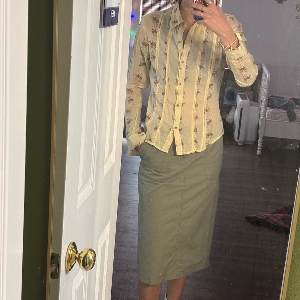 Olive Green Midi Skirt